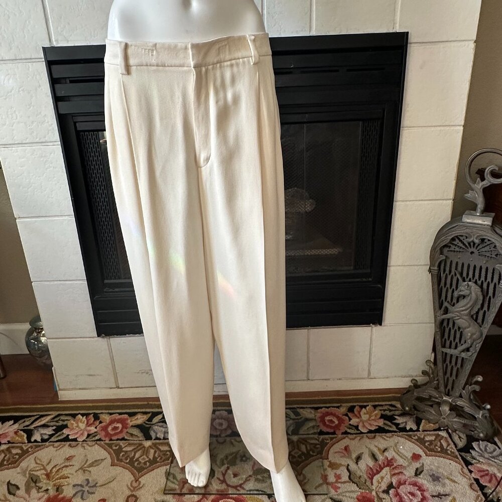 nwt VTG 100% SILK Slacks ivory dress pants size 12 Linda Allard Ellen Tracy
